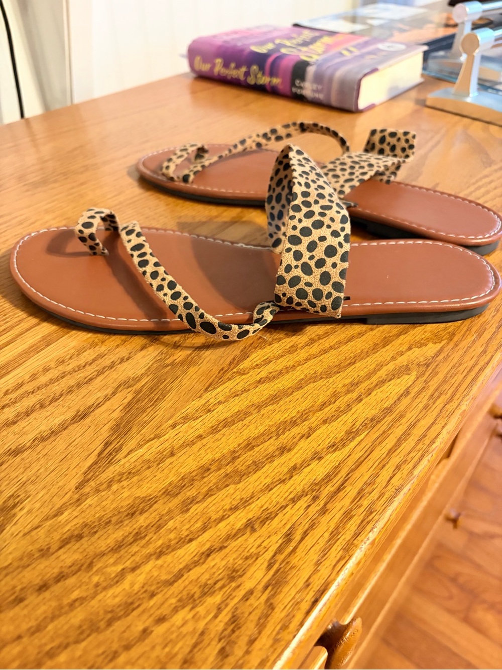 Women’s Leopard Print Strap Sandals - Brown